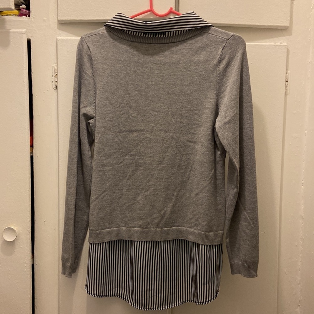 Adriana Papell Sweater Shirt Tunic Grey Medium - Picture 5 of 6